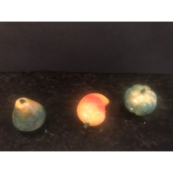 1960's Alabaster Stone Fruit Italian Carved Marble Mid Century Décor Set of 7 - Picture 5 of 10
